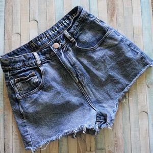High Rise Distressed Acid Wash Jean Short Shorts 6
